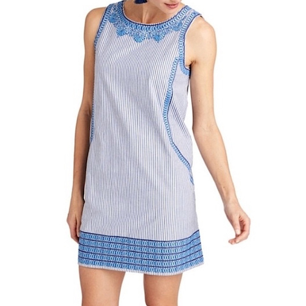 Vineyard Vines Cisco embroidered stripe sleeveless shift dress
